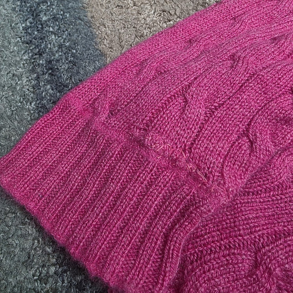 Ralph Lauren Polo Jeans Co Wool Cable Knit Sweater Pink XL Japan Elbow Patches - Picture 7 of 12